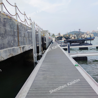 Portable Aluminum Alloy Floating Docks Marina Pontoon With Mooring Cleats And WPC Decking
