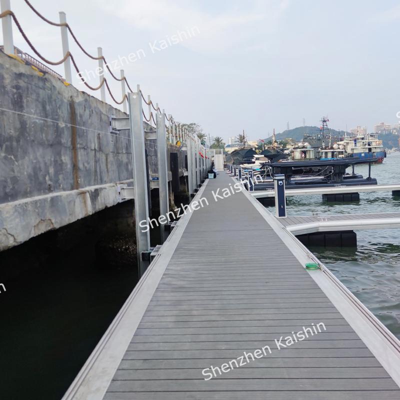Portable Aluminum Alloy Floating Docks Marina Pontoon With Mooring Cleats And WPC Decking