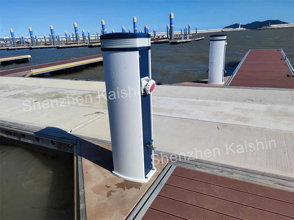 Motorboat Platform Aluminum Power And Water Pedestal Pontoons For Pontoon Boat Service Bollard Power and Water Pedestal